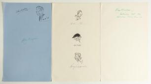 Australia. Three large sheets of &lsquo;ledger&rsquo; size paper (9.5&rdquo;x15.5&rdquo;), one with excellent head and shoulders self portrait of Mailey by Mailey, nicely signed in ink and dated 14th August 1948, being the first day of the Oval Test match, England v Australia, t