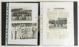 Leicestershire C.C.C. 1960s-1980s. Black folder comprising a large selection of signed magazine extracts, cuttings, pages, odd photograph etc. of Leicestershire teams and players. Over three hundred signatures with heavy duplication. Signatures include Il