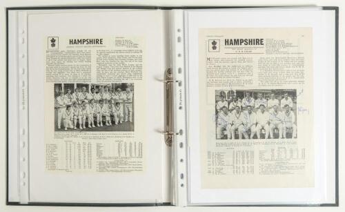 Hampshire C.C.C. 1960s-1980s. Black folder comprising a large selection of signed magazine extracts, cuttings, pages etc. of Hampshire teams and players. Over one hundred and fifty signatures with heavy duplication. Signatures include Gilliatt, Sainsbury,