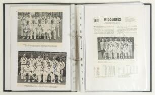 Middlesex C.C.C. 1950s-1980s. Black folder comprising a large selection of signed magazine extracts, cuttings, pages etc. of Middlesex teams and players. Over three hundred and fifty signatures with heavy duplication. Signatures include Warr, Moss, Clark,