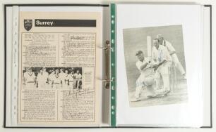 Surrey C.C.C. 1960s-1980s. Black folder comprising a large selection of signed magazine extracts, cuttings, pages, the odd press photograph etc. of Surrey teams and players. Approx. five hundred signatures with heavy duplication. Signatures include Arnold