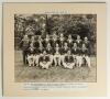 Australian tour of England 1938. Impressive official mono team photograph of the Australian touring party, seated and standing in rows, wearing cricket attire and wearing tour blazers. The photograph, by Sport & General, nicely signed in black ink by seve