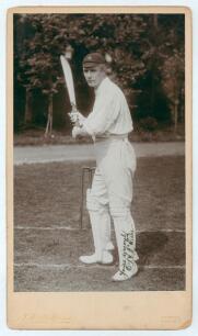 Peter Alexander McAlister. Victoria & Australia, 1898-1911. Excellent extra large mono &lsquo;Imperial&rsquo; cabinet card of McAlister, full length in batting pose wearing Australian cap. Very nicely signed in black ink to the photograph by McAlister. The photograph