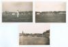 Donald Bradman. Australia tour to England 1930. Three original candid-style photographs of action from one of the matches of the 1930 tour. In the photographs, taken by a spectator in the front row of the attending crowd, one depicts Don Bradman fielding 