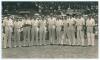 Australia v England. 2nd Test, &lsquo;Bodyline&rsquo; Melbourne Cricket Ground December 1932. Excellent original press photograph of the Australian team who played England in the second Test at Melbourne. The players are pictured on the field just prior to them field