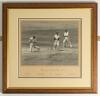 &lsquo;Hammond bowled by Fleetwood-Smith. 4th Test. Australia v England. Adelaide 1937&rsquo;. Excellent photograph of Hammond being bowled with keeper Oldfield and Chipperfield at slip in close attendance. Beautifully signed in black ink by all three players to the 