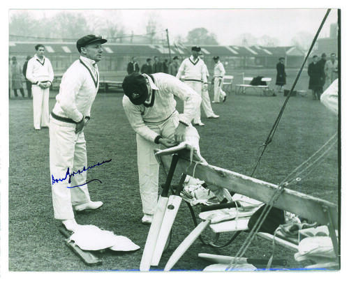 Donald George &lsquo;Don&rsquo; Bradman. New South Wales, South Australia & Australia 1927-1949. Australian tour of England 1948. Excellent original mono photograph of Bradman and the Australian team practicing in the nets at Lord&rsquo;s prior to the second Test staring o