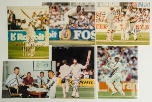 The Ashes. England v Australia 1990s. A good selection of sixty original colour and mono press photographs from Test and one-day international series in England and Australia. Eleven are signed by the featured player(s). Signatures include England selecto