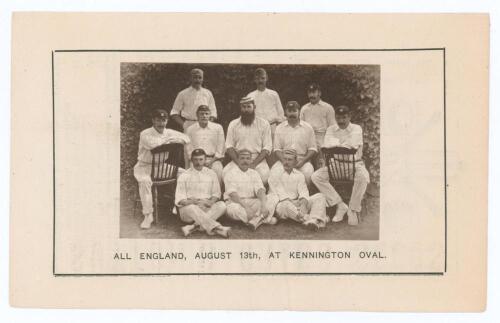 The Ashes. W.G. Grace. England v Australia 1886. Original mono albumen photograph of the England team for the 3rd Test v Australia at Kennington Oval 12th- 14th August 1886. The photograph depicts the eleven members of the England team seated and standing