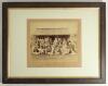 M.C.C. v West Suffolk Cricket Club 1902. Official photograph of the two teams and umpires sitting and standing in rows in front of the pavilion at Bury St Edmunds, Suffolk. Players include Campbell Hulton, James Gilman, William Coleman, William East, Regi