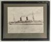 M.C.C. tour of 1909/10. Official photograph of the &lsquo;Union Castle Line to South Africa&rsquo; R.M.S. Saxon (12,385 tons) which took the M.C.C. team from Southampton Docks on the 6th November 1909 to Cape Town arriving on the 23rd November. The image is signed in