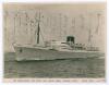 M.C.C. tour to Australia 1946/47. Official Union-Castle Line R.M.V. &lsquo;Stirling Castle&rsquo; photograph of the ship that took the M.C.C. to Australia for the 1946/47 tour. Signed to the image by all seventeen members of the touring party. Signatures are W.R. Ham