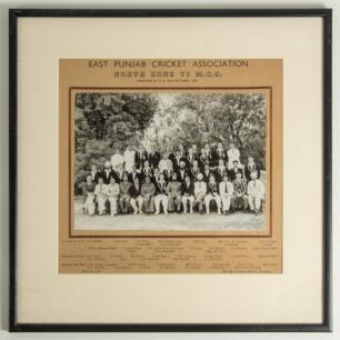 M.C.C. tour to India & Pakistan 1951/52. &lsquo;North Zone v M.C.C. 1951&rsquo;. Large official photograph of the M.C.C. team and North Zone teams and umpires, members and guests of the East Punjab Cricket Association who played in the tour match played at Amritsar o