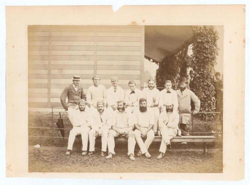 Gloucestershire County Cricket Club 1876. Original photograph of the Gloucestershire team taken at Clifton College, Bristol circa July 1876. The players standing and seated in rows in cricket attire, the majority wearing caps. The photograph features thre