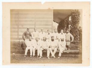 Gloucestershire County Cricket Club 1876. Original photograph of the Gloucestershire team taken at Clifton College, Bristol circa July 1876. The players standing and seated in rows in cricket attire, the majority wearing caps. The photograph features thre