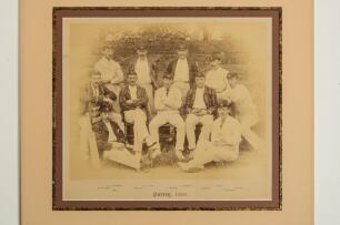 Surrey C.C.C. &lsquo;County Champions&rsquo; 1888. Rare and impressive official sepia photograph of the Surrey team, seated and standing in rows wearing caps, some in blazers.