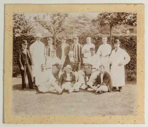 Players v Gentlemen 1894. Large early original sepia photograph of the Players team seated and standing in rows wearing cricket attire, some in caps and blazers. The photograph taken for the match played at Kennington Oval, 5th- 7th July 1894. Players fea