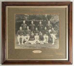 Oxford University 1914. Excellent original mono photograph of the Oxford team, standing and seated in rows wearing University C.C. blazers. This was the team that played Cambridge at Lord&rsquo;s in July 1914. Players featured include F.H. Knott (Cpt), D.J. Kni