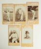 Test and County cricketers c.1880s-1890s. Five excellent early original sepia photographs of individual players of the period. Three are by E. Hawkins & Co., Brighton, C.L. Townsend (Gloucestershire & England 1893-1922) in bowling pose, L.C.H. Palairet (O