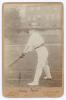 Henry Knollys &lsquo;Harry&rsquo; Foster. Oxford University & Worcestershire 1894-1925. Original mono cabinet card photograph of Foster in batting pose wearing cap. Signed to lower border by Foster. The card by Foster of Brighton. Some wear to edges, some surface wea