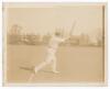 W.G. Grace. George Beldam, pioneer of action photography, the first action photographer of sport in Britain, specialising in cricket and golf. Very rare original sepia photograph of Grace playing an on-drive, being one of nine action photographs of Willia