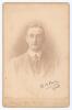 Robert Bagehot Porch. Somerset 1895-1910. Original sepia cabinet card photograph of Porch, wearing suit and tie. Signed to lower border in ink by Porch and dated 1908. The card by Norman May & Co Ltd of Malvern. Some fading to image, the signature strong.