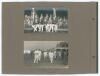 Scarborough 1921 & 1922, Middlesex v Essex 1910. Three original mono photographs laid to an album page. To one side is a photograph of the M.C.C. touring team to South Africa 1922 seated and standing in rows in front of the pavilion. Players are Mann (Cap