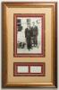 M.C.C. Tour of Australia &lsquo;Bodyline&rsquo; 1932/33. Bill Voce and Harold Larwood. Excellent mono photograph of the two players on board ship wearing suits and ties outside the &lsquo;Wireless Office&rsquo;. Attractively mounted with the individual ink signatures of both pl