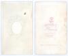 Rugby School cricket team 1868 & 1869. Two small carte de visite photographs of the Rugby cricket XI or a House XI of 1868 and 1869. The cards produced by J. Edmonds of High Street, Rugby with printed details to front and rear of the carte de visite for 1 - 2