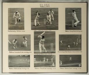 Robert Alec Gale. Middlesex 1956-1965. Montage of nine original mono press photographs of Gale in match action playing for Middlesex. The photographs window mounted with hand printed title &lsquo;R.A. Gale, Middlesex & M.C.C.&rsquo; to mount. Each image similarly cap