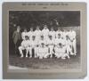 &lsquo;The South African Cricket Team 1924&rsquo;. Large and impressive sepia photograph of the South African touring team to England in 1924, seated and standing in rows, wearing cricket attire and tour caps. The photograph is laid down to official photographers mou