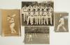 South Africa tour 1947. Four original sepia press photographs from the 1947 tour. Images depict Athol Rowan in batting action, match action from the 3rd Test at Old Trafford, team photograph etc. Players featured include Melville, Rowan, Dawson, Mann, Mit
