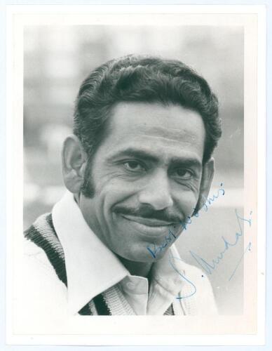 Syed Abid Ali. India 1967-1974. Mono press photograph of Ali, head and shoulders, nicely signed &lsquo;Best Wishes&rsquo; by Ali. 6.5&rdquo;x8.5&rdquo;. A good image, laid down to card