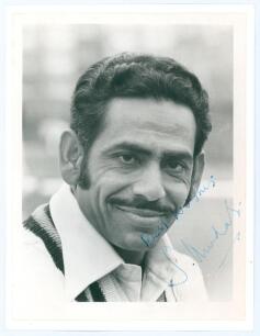 Syed Abid Ali. India 1967-1974. Mono press photograph of Ali, head and shoulders, nicely signed &lsquo;Best Wishes&rsquo; by Ali. 6.5&rdquo;x8.5&rdquo;. A good image, laid down to card