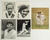 India Test cricketers 1970s-1990s. Five good press photographs of India Test players, each signed by the featured player. Images/ signatures include mono head and shoulders player portraits of Brijesh Patel, Syed Kirmani, both Central Press Photos, and Aj
