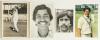 India Test cricketers 1970s/1980s. Mono press photograph of Venkataraghavan in bowling action, signed to the photograph by Venkat. 4.75&rdquo;x6.5&rdquo;, photographer unknown. Also three player profile pictures, two mono one colour, each signed by the featured playe