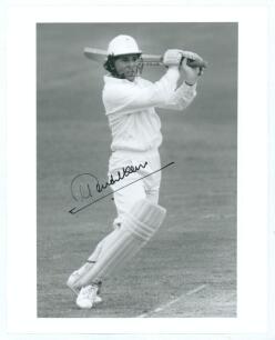India tour to England 1990. Sachin Tendulkar&rsquo;s first overseas tour. Original mono press photograph of Tendulkar playing a flowing back foot drive. Nicely signed in black ink to the photograph by Tendulkar. Photograph by Allsport, London. 10&rdquo;x8&rdquo;. A nice im