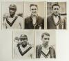 West Indies tour of England 1939. Excellent pre tour, head and shoulders, press photographs of five of the tourists being George Hedley, Geoffrey Stolmeyer, Edward Williams, Kenneth Weekes and Ivan Barrow, all in West Indies cricket attire. 6&rdquo;x8&rdquo;. Keyston