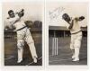 Clyde Walcott and Everton Weekes. West Indies 1950s. Two nice mono press photographs of each batsman in batting pose and signed to the photograph by the featured player. Sport and General Press Agency, London. Each 3.75&rdquo;x6&rdquo;. Good/ very good condition.