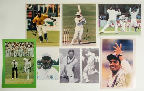 West Indies. Sixteen original and some copy photographs, the majority colour, each signed by the featured West Indies player. Signatures are Charlie Griffith, Everton Weekes, Lance Gibbs, Jeffrey Dujon, Richie Richardson (2 different), Jimmy Adams (2), Ca