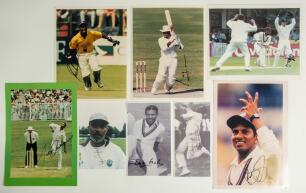 West Indies. Sixteen original and some copy photographs, the majority colour, each signed by the featured West Indies player. Signatures are Charlie Griffith, Everton Weekes, Lance Gibbs, Jeffrey Dujon, Richie Richardson (2 different), Jimmy Adams (2), Ca