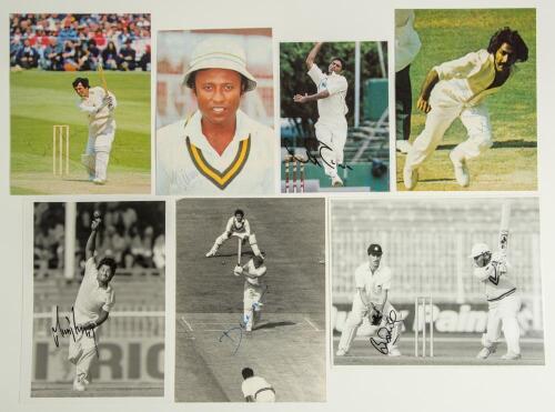 Pakistan 1980s onwards. A good selection of thirty colour and mono original press photographs and magazine extracts mainly from the late 1980s. Various sizes, 10&rdquo;x8&rdquo; and smaller. Seven are signed by Asif Iqbal, Qasim Omar, Abdur Razzaq, Mushtaq Ahmed, Asi