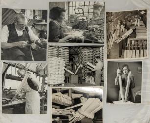 Cricket bat production photographs. Good selection of press photographs showing bat making, techniques etc. Companies shown include Wainwrights of Leeds 1920&rsquo;s and 1930&rsquo;s, Surridge, F. Church 1950&rsquo;s, A. Baily 1950&rsquo;s, Gray-Nicolls 1960&rsquo;s, Warsop 1970&rsquo;s etc