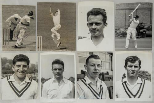 Cricket photographs. Surnames A-E circa 1950/1960&rsquo;s. Large selection of mainly official mono press photographs of Test and County cricketers, some restrike photographs included. Players include Barrington, Bailey, Barber, Bedser, Binks, Boycott, Compton, 