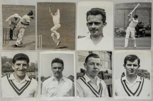 Cricket photographs. Surnames A-E circa 1950/1960&rsquo;s. Large selection of mainly official mono press photographs of Test and County cricketers, some restrike photographs included. Players include Barrington, Bailey, Barber, Bedser, Binks, Boycott, Compton, 