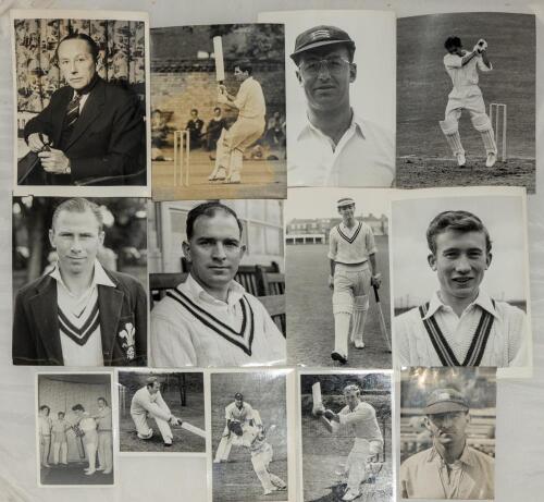 Cricket photographs. Surnames F-H circa 1950/1960&rsquo;s. Large selection of mainly official mono press photographs of Test and County cricketers, some restrike photographs included. Players include K. Fletcher, S.C. Griffith, A. Gale, N. Gifford, G. Goonesena