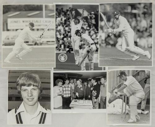 Cricket photographs. Surnames F-H circa 1970/1990&rsquo;s. Large selection of mainly official mono some colour press photographs of Test and County cricketers, some restrike photographs included. Players include G. Fowler, Fletcher, Fairbrother, Fraser, Felton,