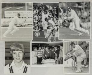 Cricket photographs. Surnames F-H circa 1970/1990&rsquo;s. Large selection of mainly official mono some colour press photographs of Test and County cricketers, some restrike photographs included. Players include G. Fowler, Fletcher, Fairbrother, Fraser, Felton,