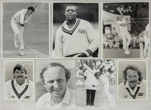 Cricket photographs. Surnames I-M circa 1970/1990&rsquo;s. Large selection of mainly official mono some colour press photographs of Test and County cricketers, some restrike photographs included. Players include A. Iqbal, Illingworth, Inchmore, D. Lloyd, Larkin