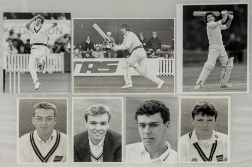 Cricket photographs. Surnames O-P circa 1970/1990&rsquo;s. Large selection of mainly official mono some colour press photographs of Test and County cricketers, some restrike photographs included. Players include P. Parker, I. Payne, D. Pringle (quantity), R. Pi